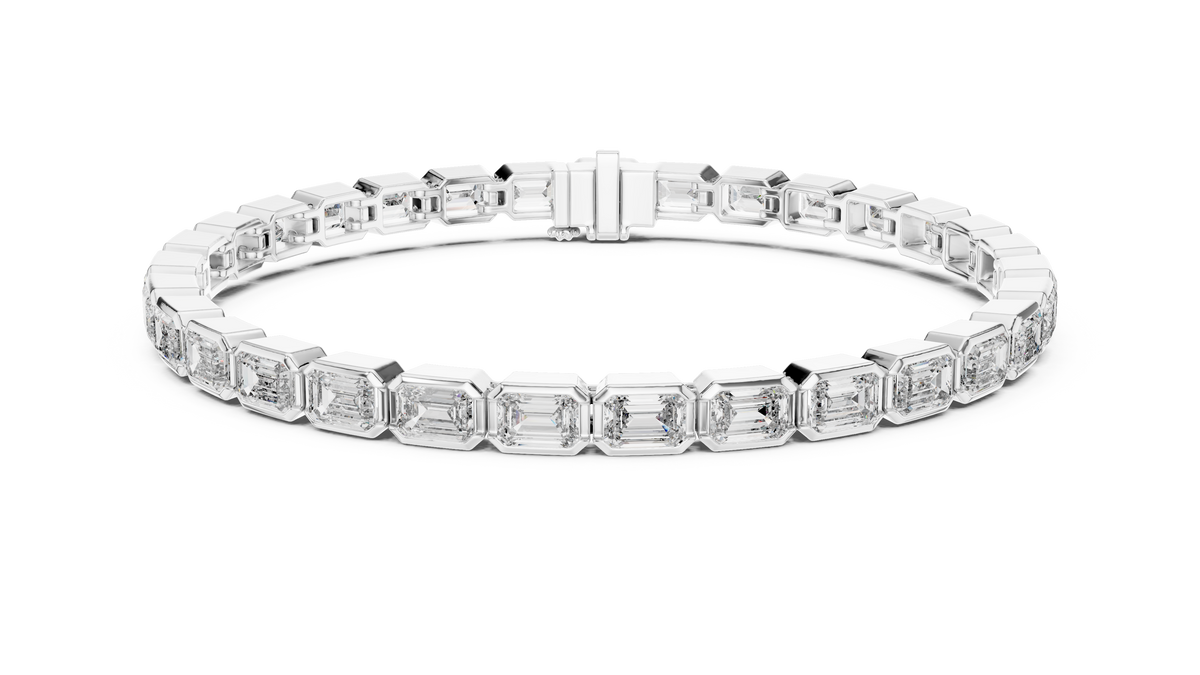Emerald Cut Lab Diamond Octagonal Link Tennis Bracelet - View 3