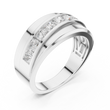 Round Cut Moissanite Diamond Men's Curved Swirl Channel Set Gold Band - View 6