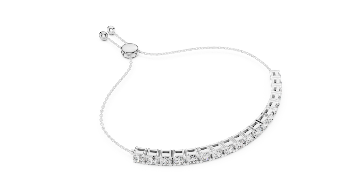 Round Moissanite Diamond Tennis Bracelet with Continuous Design - View 9