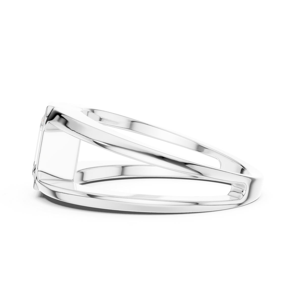 Emerald Cut Moissanite Diamond Men's Architectural Bezel Statement Band - View 10