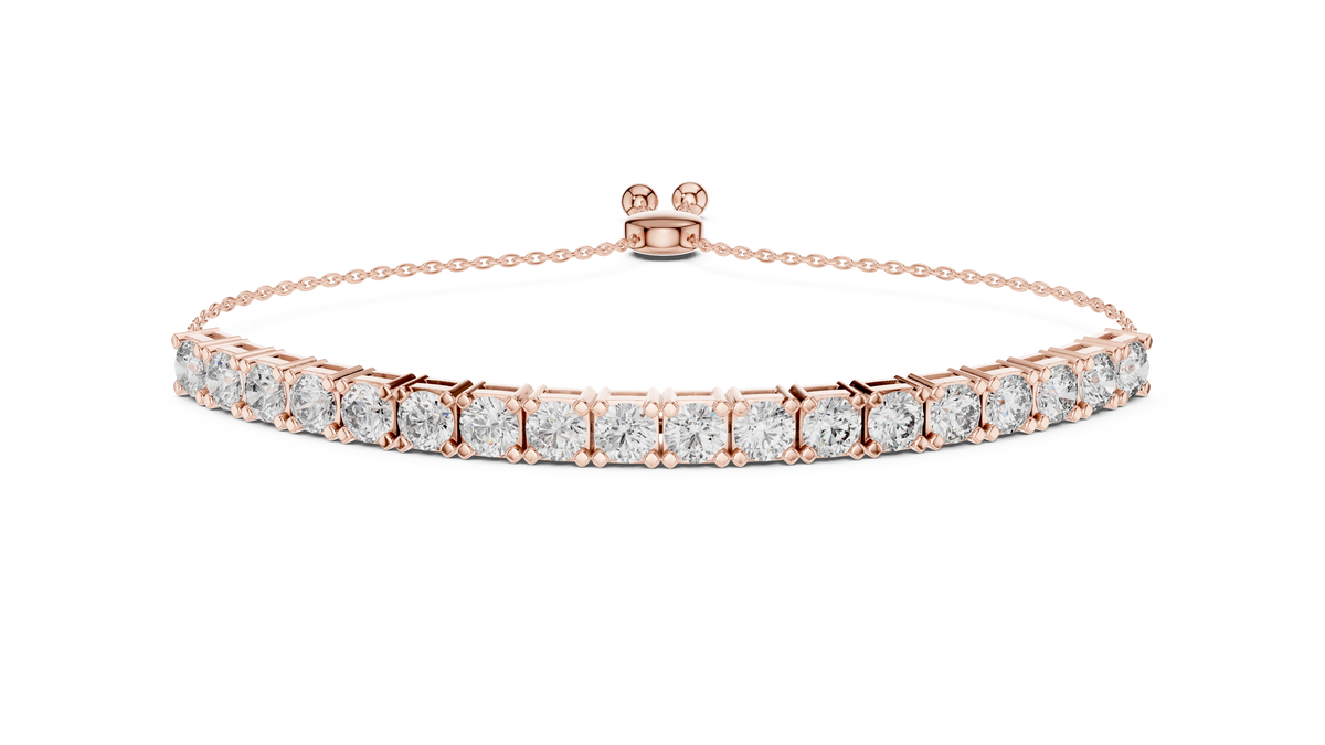 Round Lab Diamond Tennis Bracelet with Continuous Design - View 2