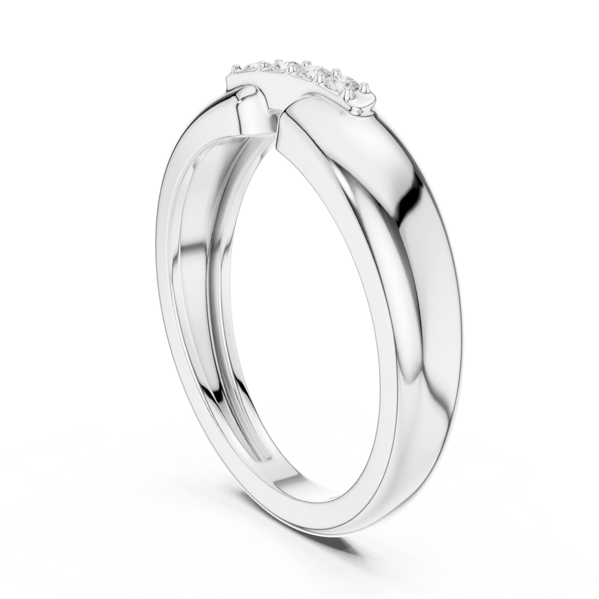 Round Cut Lab Grown Diamond Men's Modern Split Shank Gold Band - View 7
