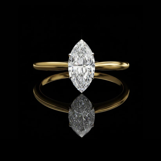 Marquise Cut Lab Diamond Solitaire Engagement Ring With Four Prong