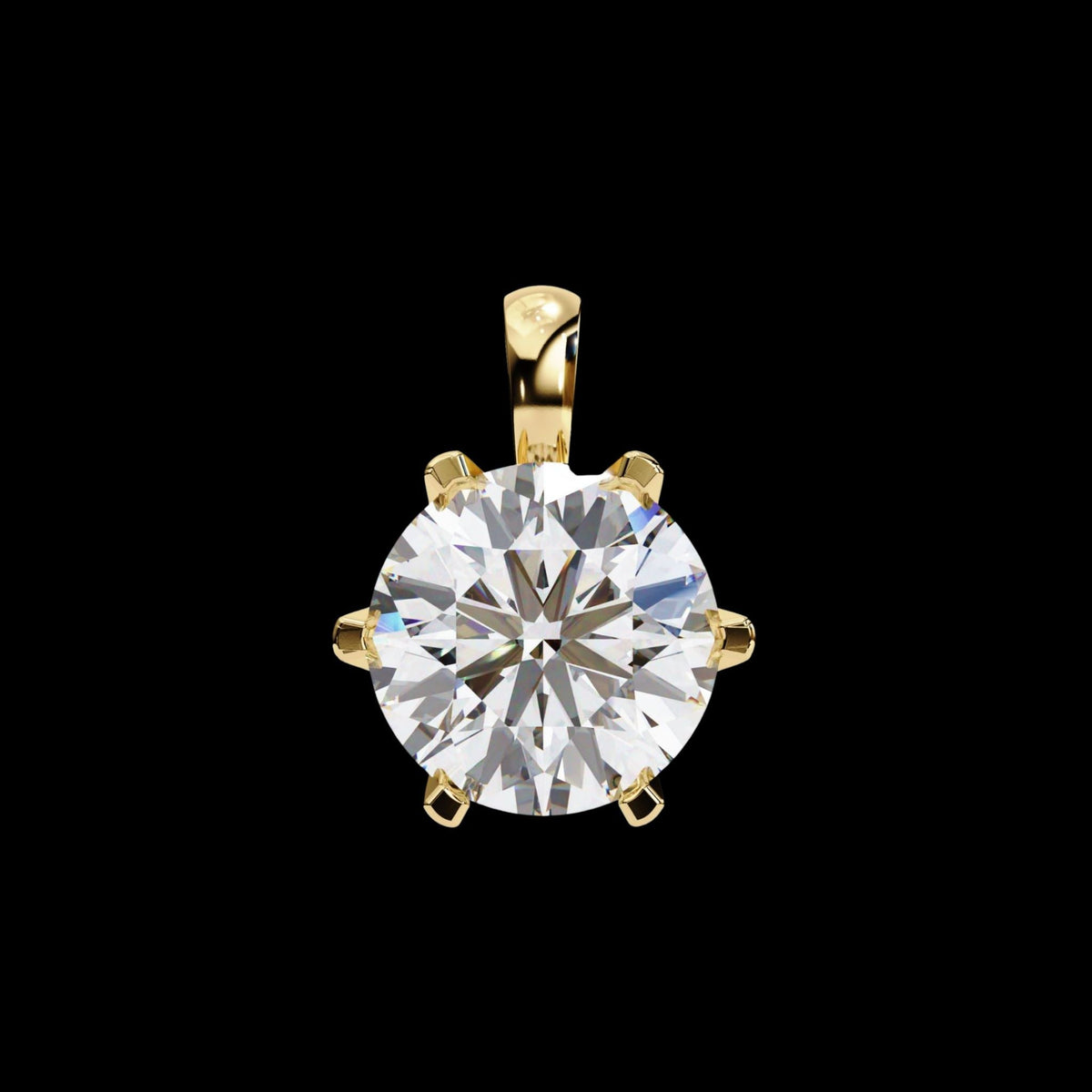 Round Lab Grown Diamond Solitaire Pendant with Six Prong Setting