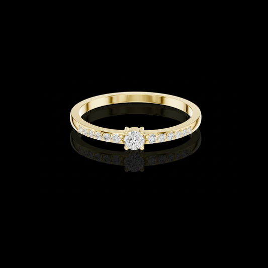 Delicate Pave Setting Round Cut Moissanite Diamond Engagement Ring