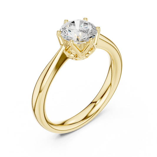Round Cut Brilliant Solitaire Moissanite Diamond Ring Cathedral Setting - View 2