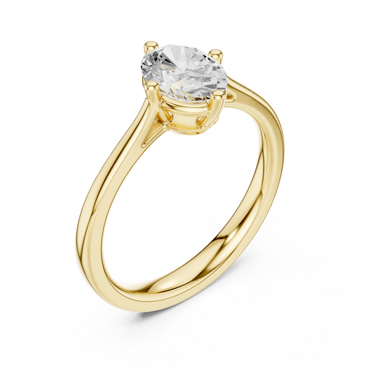 Oval Cut Lab Diamond Solitaire Engagement Ring With Four Prong - View 2