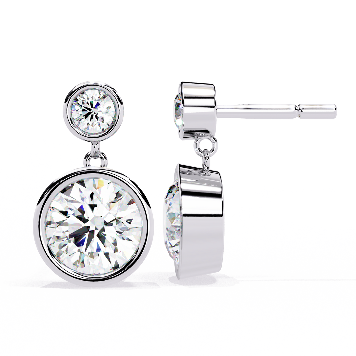 Sophisticated Lab Grown Bezel Set Radiant Round Diamond Earring for the Discerning - View 2