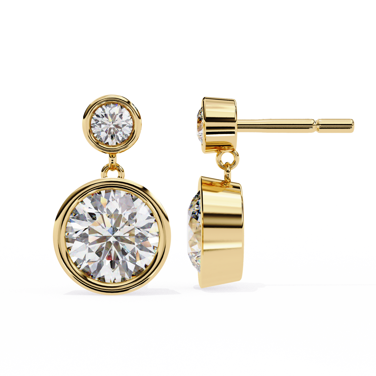 Sophisticated Lab Grown Bezel Set Radiant Round Diamond Earring for the Discerning - View 3