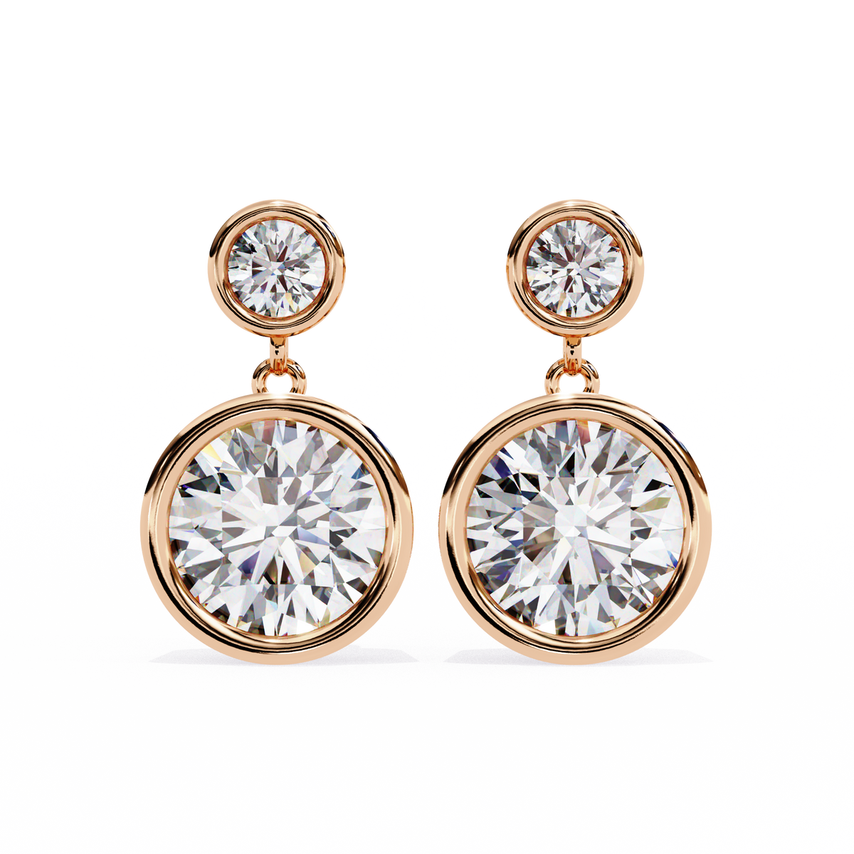Sophisticated Lab Grown Bezel Set Radiant Round Diamond Earring for the Discerning - View 6