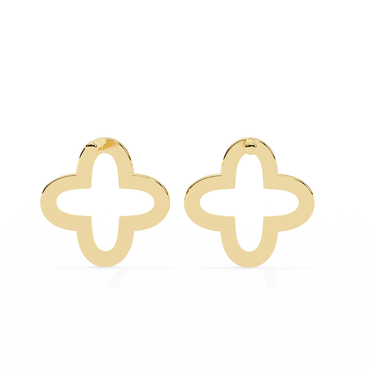 Handcrafted Geometric Elegance with Pave Round Lab Diamond Brilliance Eternal Clover Stud Earring - View 7