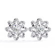 Elegant Floral Halo Stud Moissanite Earrings Featuring Round Cut Center Stones and Pave Crystal Petals - View 3