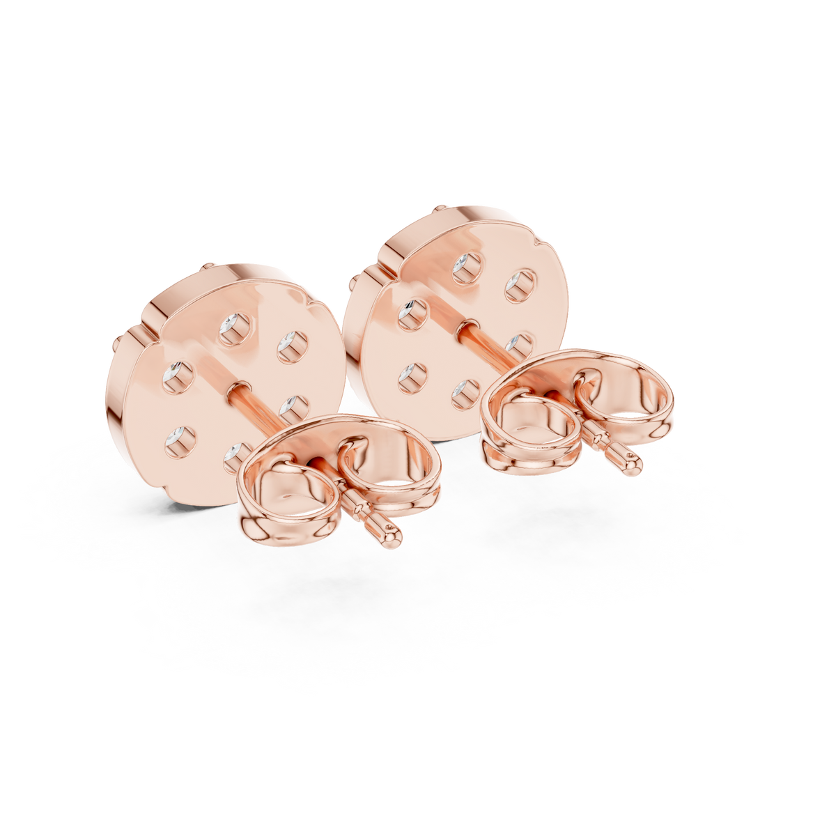 Aurora Halo Blossom Round Moissanite Diamond Cluster Stud Earrings with Rounded Floral Silhouette - View 11