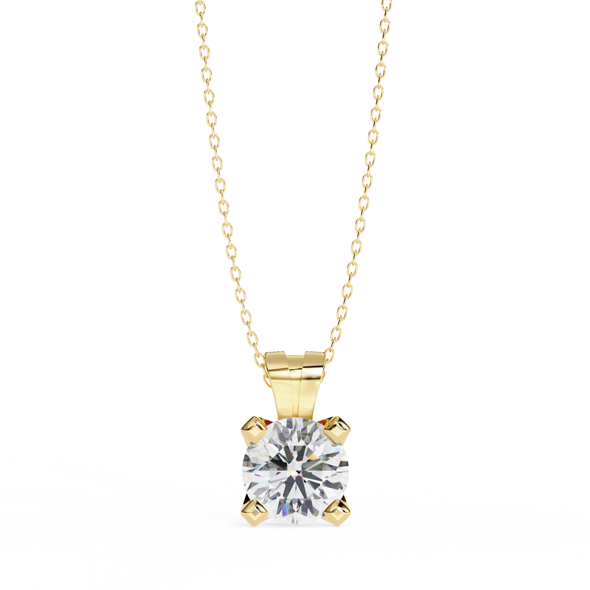 Round Lab Grown Diamond Pendant with Heavy Four Prong Double Bail Setting - View 2