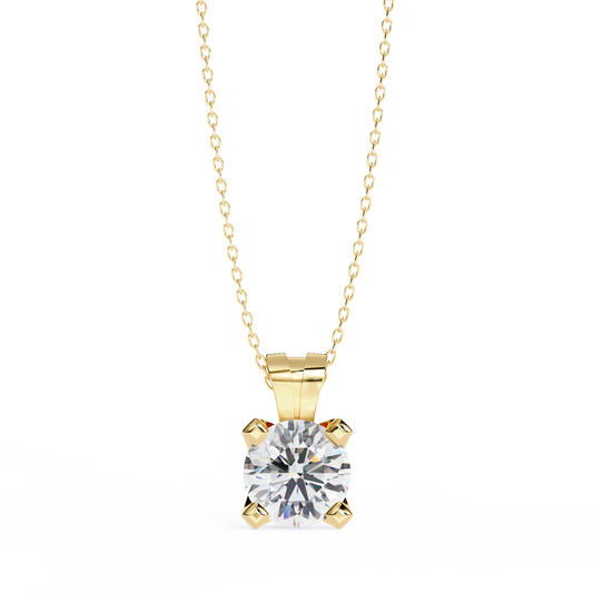 Round Moissanite Diamond Pendant with Heavy Four Prong Double Bail Setting - View 2