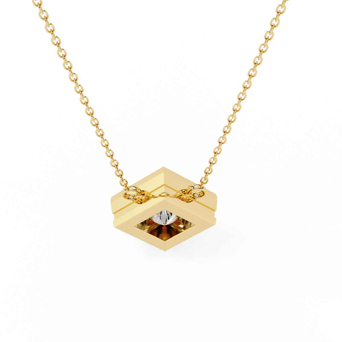 Kite Set Princess Lab Grown Diamond Pendant with Full Bezel Setting - View 9