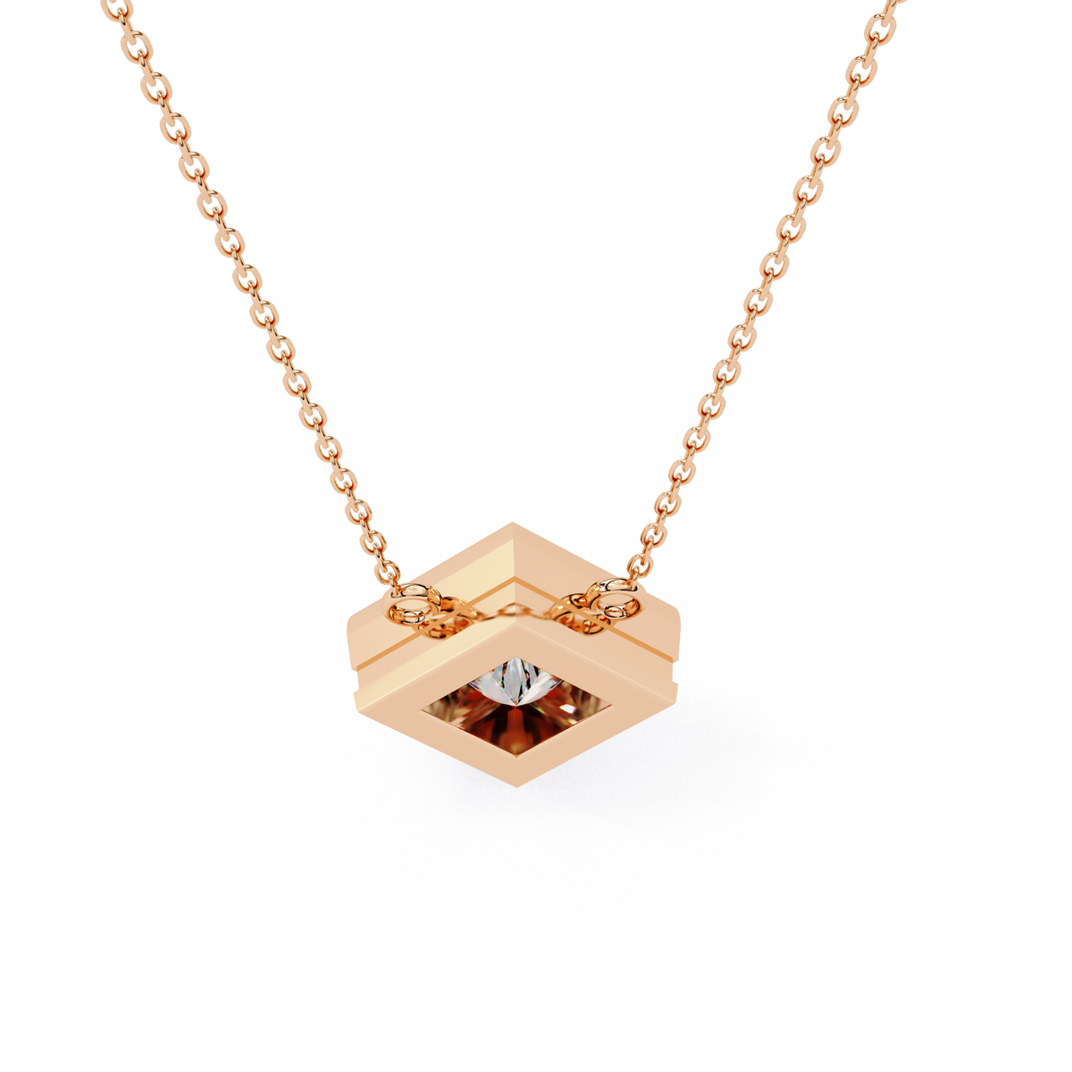 Kite Set Princess Lab Grown Diamond Pendant with Full Bezel Setting - View 8