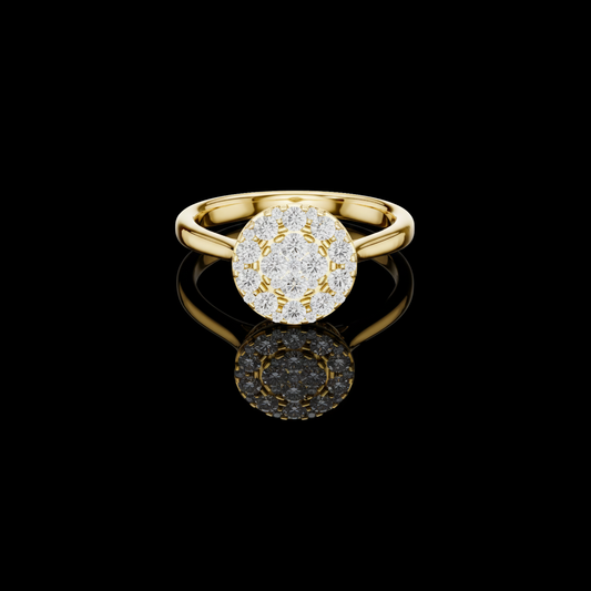 Round Moissanite Diamond Cluster Ring with Sleek Band