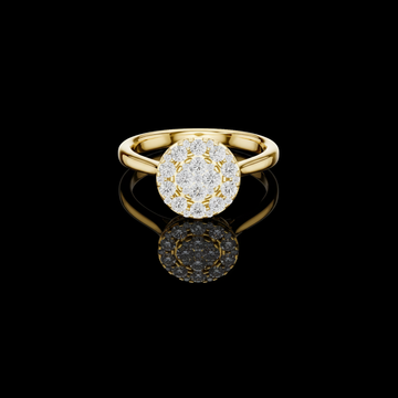 Round Lab Diamond Cluster Ring with Sleek Band