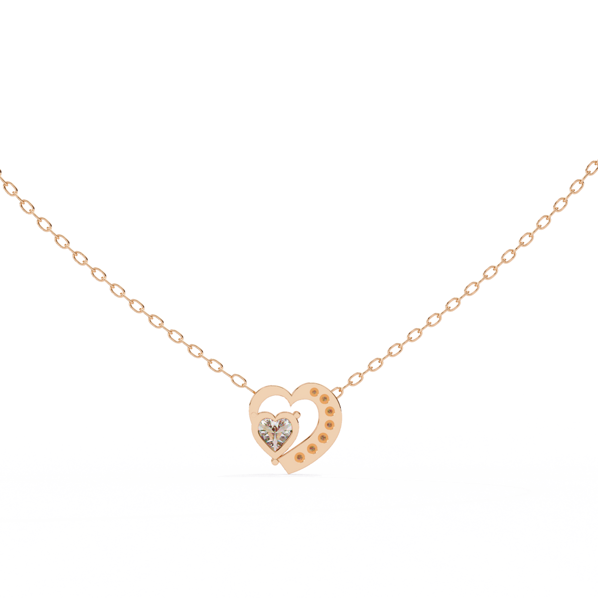 Heart Lab Grown Diamond Solitaire Pendant with Open Asymmetrical Frame - View 9