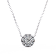 Round Lab Grown Diamond Halo Pendant with Round Cluster Accent Stones - View 4