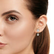 Sophisticated Emerald Halo Top with Pear Halo Drop Lab Diamond Earrings in Gold - View 10