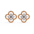 Luxury Floral Motif Stud Earrings with Sparkling Moissanite Diamond Inspired Cluster Centerpiece - View 2