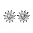 Floral Lab Diamond Marquise Cluster Stud Earrings with Round Center - View 3