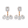 Emerald and Pear Cut Moissanite Diamond Halo Drop Earrings in Gold And Silver For Mother's Special - View 5