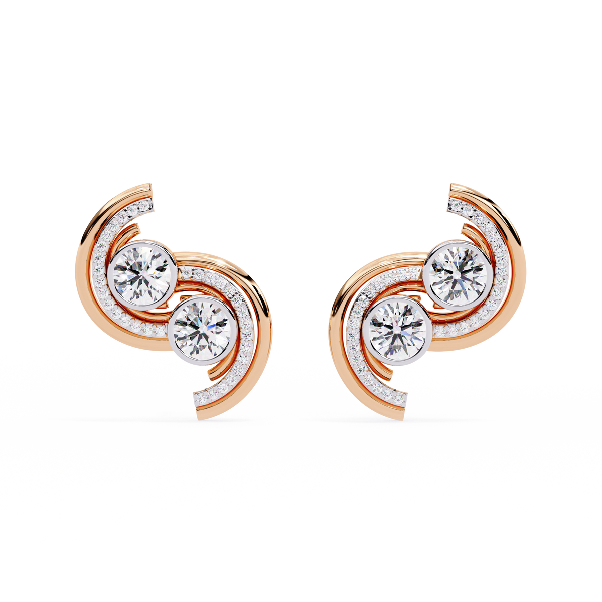 Sparkling Round Cut Lab Grown Diamond Stud Earrings Stackable & Trendy For Her - View 6