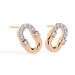 Contemporary Pave Round Moissanite Diamond U Shaped Link Earrings - View 4