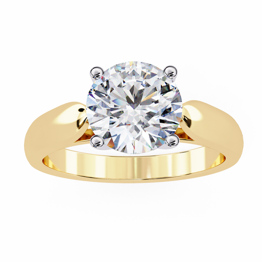 Round Solitaire Moissanite Diamond Engagement Ring With Four Prong - View 2