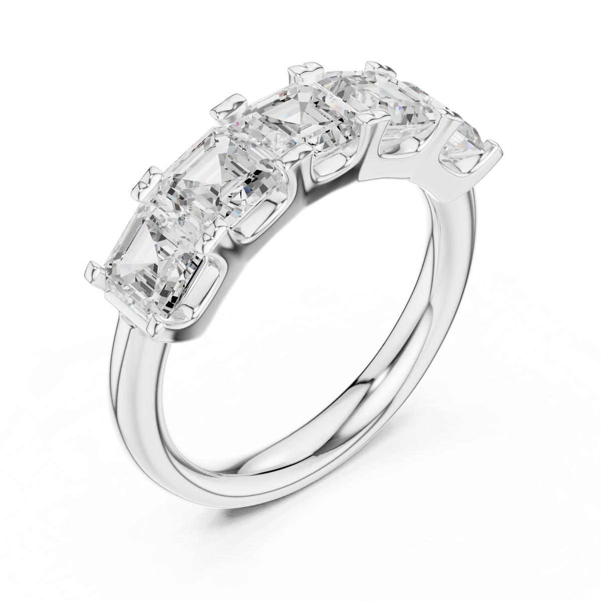 Asscher Cut Lab Diamond Half Eternity Wedding Band - View 6