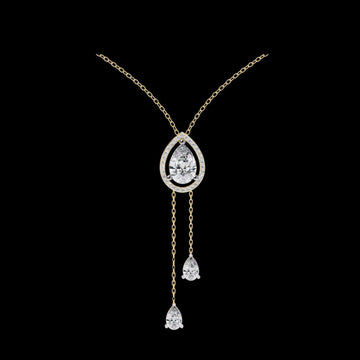 Teardrop Lab Grown Diamond Halo Lariat Pendant Necklace