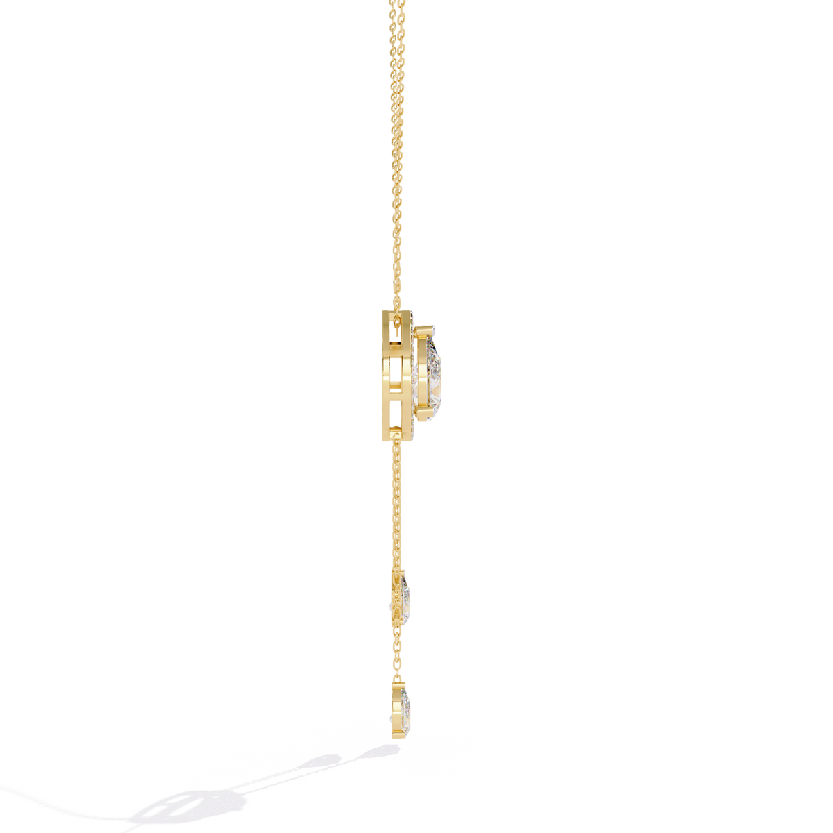 Teardrop Lab Grown Diamond Halo Lariat Pendant Necklace - View 2