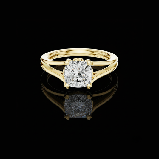 Split Shank Cushion Cut Moissanite Diamond Solitaire Rings
