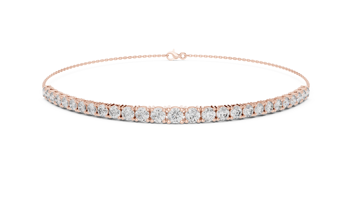 Single Classic Row Round Moissanite Diamond Tennis Bracelet - View 2