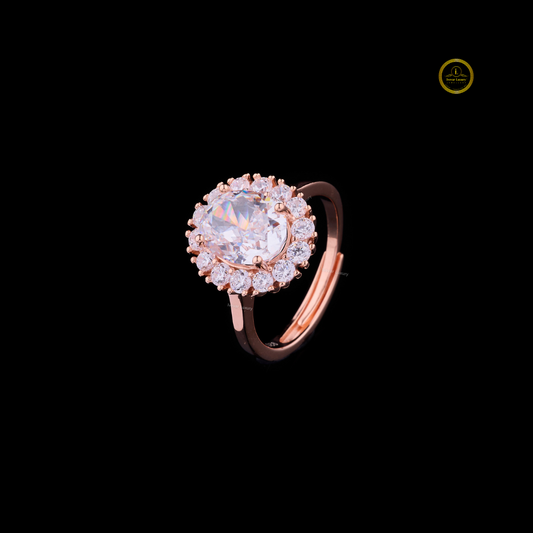 Fancy Intense Pink Oval Cut Floral Halo Lab Diamond Ring - View 2