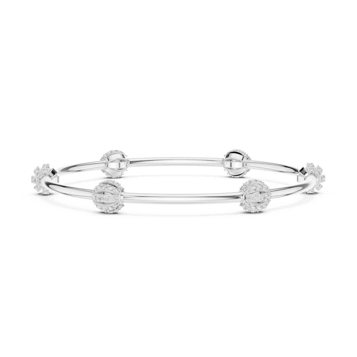 Round Lab Diamond Bracelet with Pave Studded Orb Accents - View 3