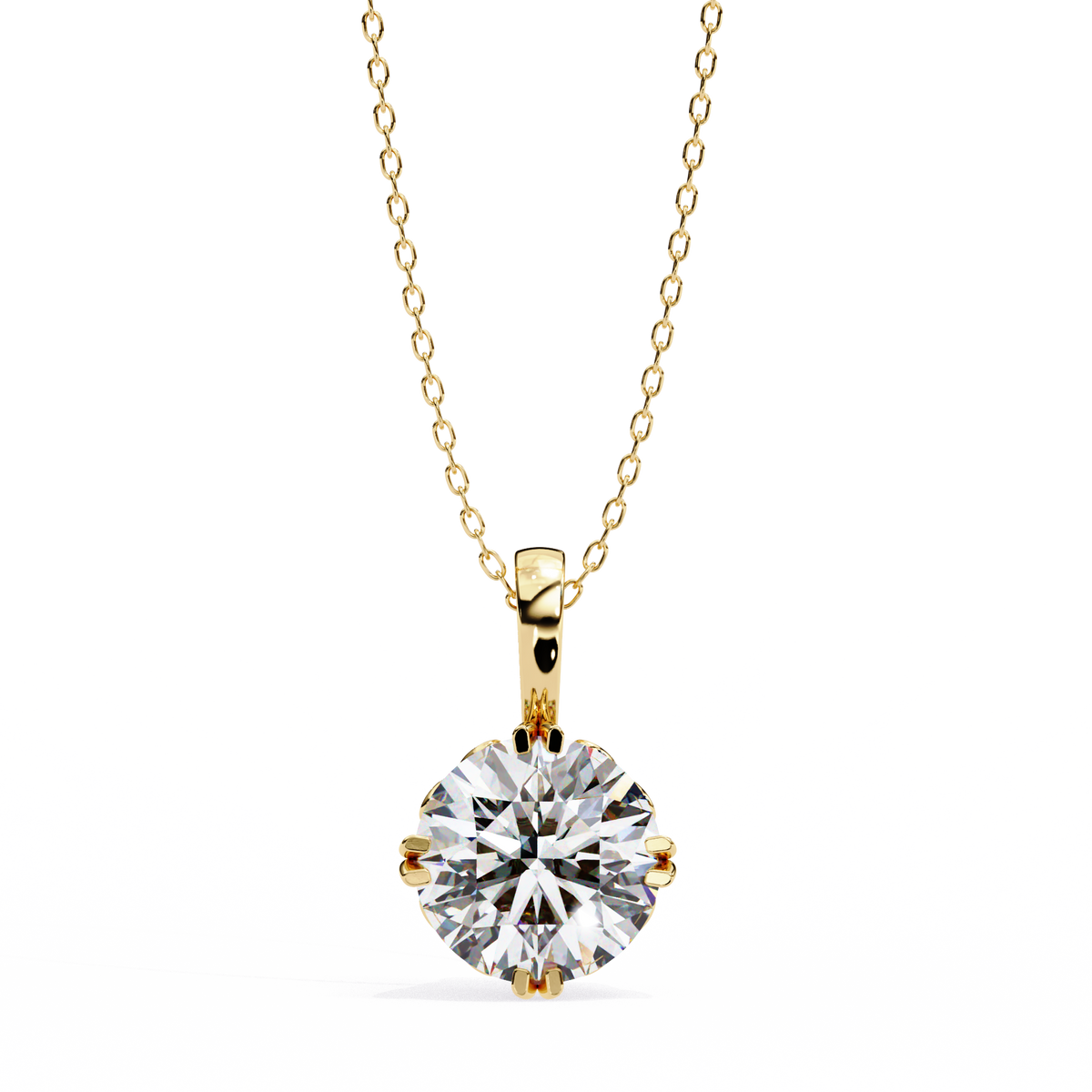 Round Moissanite Diamond Solitaire Double Prong Pendant - View 2