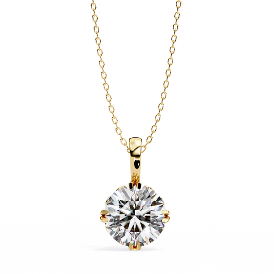 Round Moissanite Diamond Solitaire Double Prong Pendant - View 2