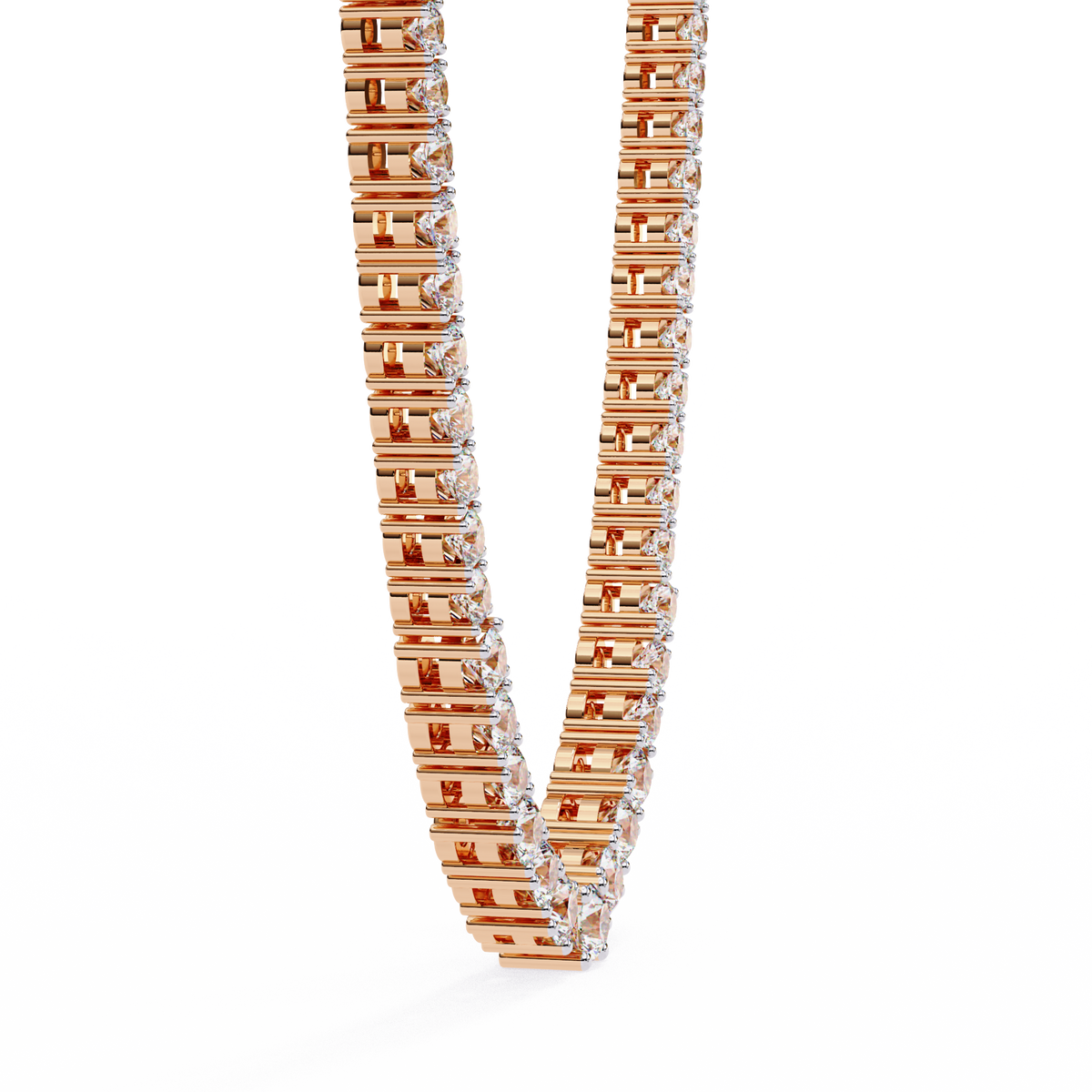 Round Cut Lab Grown Diamond Tennis V Necklace - View 5