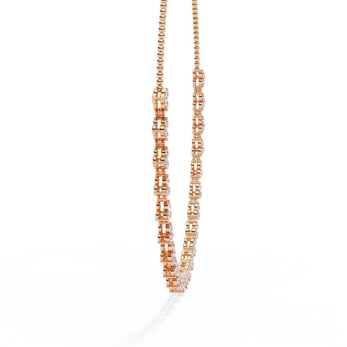 Graduated Round Moissanite Diamond Fringe Necklace - View 6