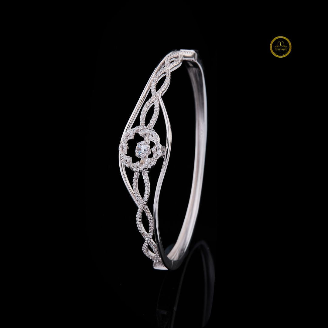 Intertwined Infinity Round Lab Diamond Floral Motif Bracelet - View 2