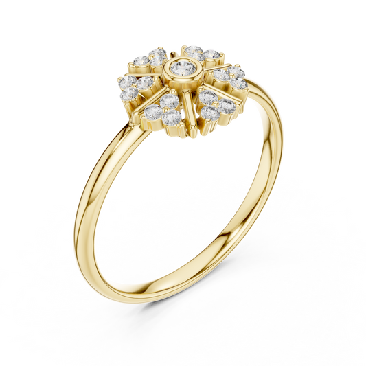 Moissanite Round Diamond Nature Inspired Statement Ring - View 2