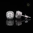 Classic & Timeless Luxury Cushion Cut Halo Diamond Stud Moissanite Earrings in White Gold - View 2