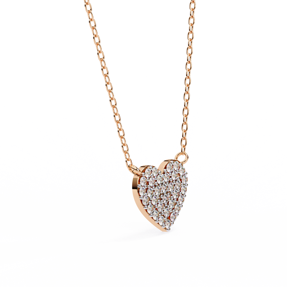 Round Lab Grown Diamond Heart Shaped Charm Two Loop Pendant - View 6