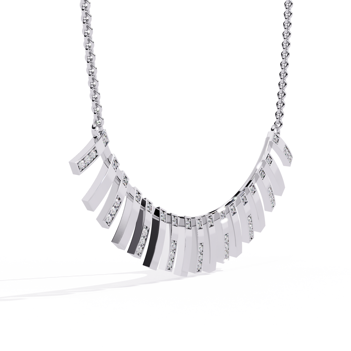 Geometric Lab Grown Diamond Fringe Statement Necklace - View 4