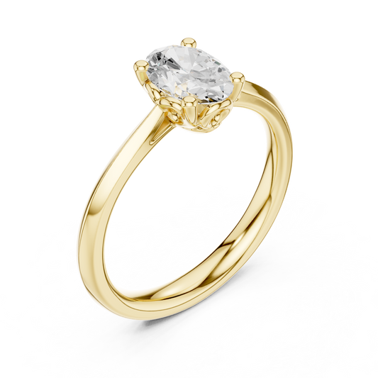 Oval Cut Lab Diamond Solitaire Rings With Four Prong - View 2