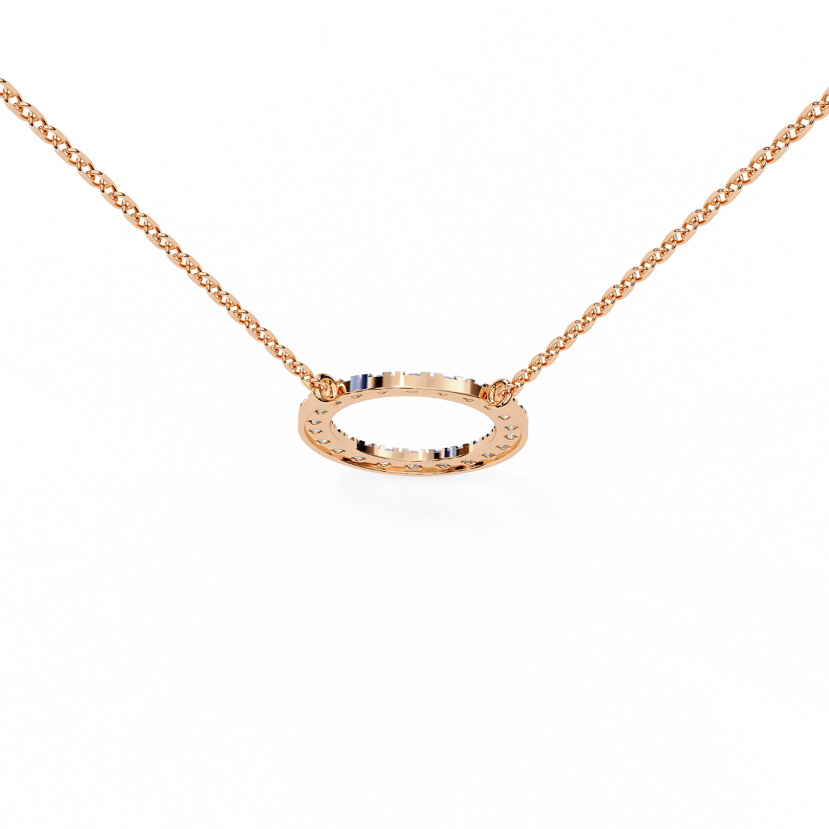 Round Cut Lab Grown Diamond Open Circle Halo Pendant - View 9